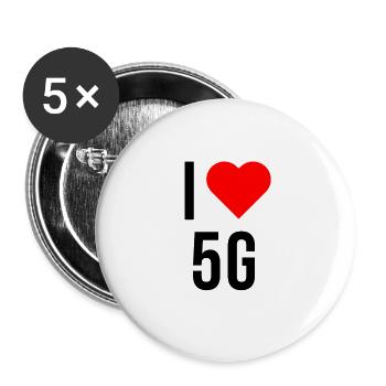 ilove5g - Lot de 5 grands badges (56 mm) - blanc - Devant