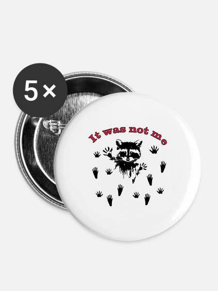 Racoon / raccoon - Buttons large 2.2''/56 mm (5-pack) - white