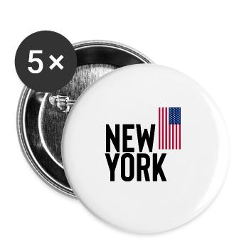 New York - Buttons groß 56 mm (5er Pack) - Weiß - Vorne