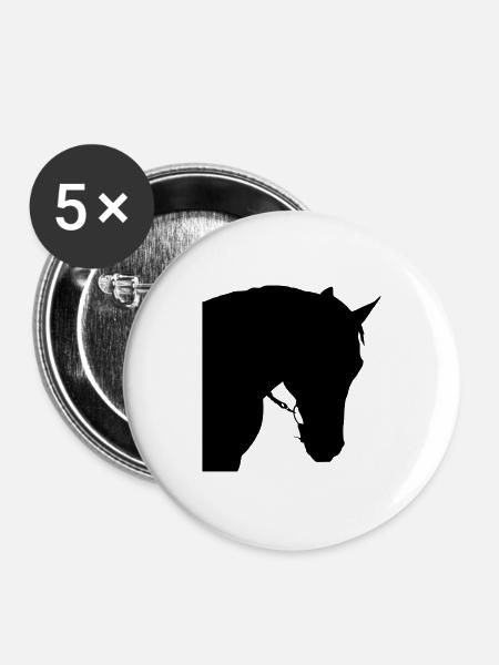 Pferdekopf 6 - Buttons groß 56 mm (5er Pack) - Weiß