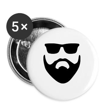 Beard Men Gift Gift Idea - Buttons large 2.2''/56 mm (5-pack) - white - Front