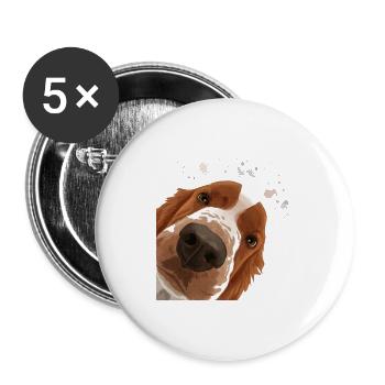 Curious Welsh Springer Spaniel Dog - Buttons large 2.2''/56 mm (5-pack) - white - Front