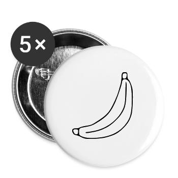 Banana Emoji Fruit Sticker Sketch Black - Buttons large 2.2''/56 mm (5-pack) - white - Front