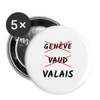 Humour valaisan cadeau genève vaud valais - Lot de 5 grands badges (56 mm) - blanc - Devant