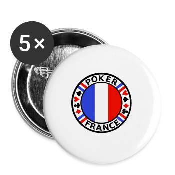 poker france - Buttons groß 56 mm (5er Pack) - Weiß - Vorne