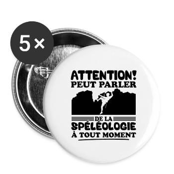 Parler de la spéléologie à tout moment - Lot de 5 grands badges (56 mm) - blanc - Devant