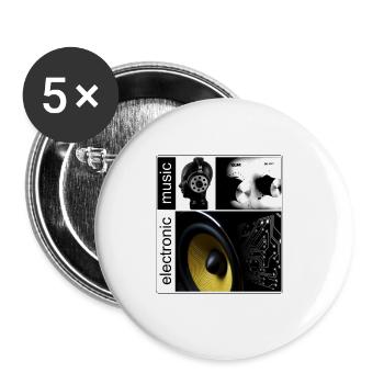 Musique électronique - Cadeau - Lot de 5 grands badges (56 mm) - blanc - Devant