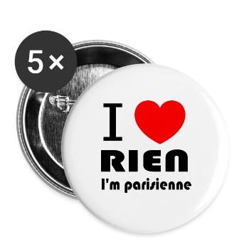 Cœur Rouge  - Lot de 5 grands badges (56 mm) - blanc - Devant