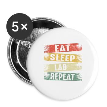 Mangez du sommeil en laboratoire répéter - Lot de 5 grands badges (56 mm) - blanc - Devant