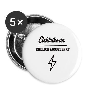 Elektrikerin Ausbildung Bestanden Azubi Elektrik - Buttons groß 56 mm (5er Pack) - Weiß - Vorne