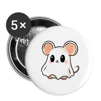 Mouse Halloween Funny Ghost - Buttons large 2.2''/56 mm (5-pack) - white - Front