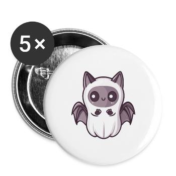 Chauve-souris Halloween Drôle Fantôme - Lot de 5 grands badges (56 mm) - blanc - Devant