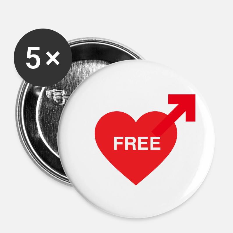 Dating man - Buttons large 2.2''/56 mm (5-pack) - white