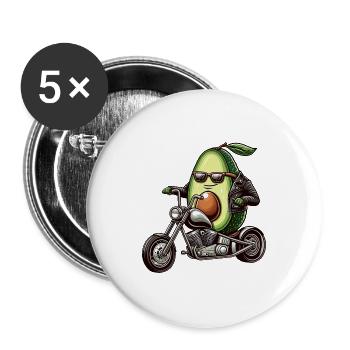 Motorrad Gurken Abenteuer Freiheit - Buttons groß 56 mm (5er Pack) - Weiß - Vorne