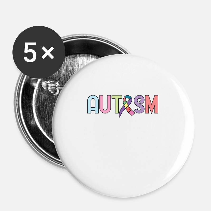 autism - Buttons large 2.2''/56 mm (5-pack) - white