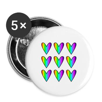 HEART. HEARTS. SAINT VALENTINE. LOVE. LOVE. CHRISTMAS - Buttons large 2.2''/56 mm (5-pack) - white - Front