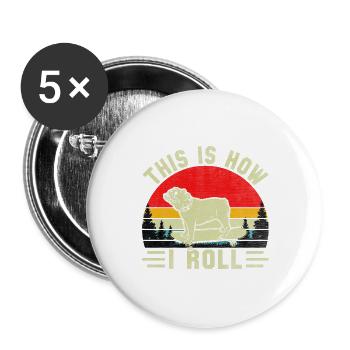 C’est comme ça que je roule bouledogue anglais - Lot de 5 grands badges (56 mm) - blanc - Devant