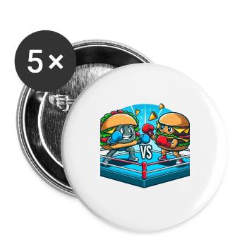 Boxing Hamburger - Buttons large 2.2''/56 mm (5-pack) - white - Front