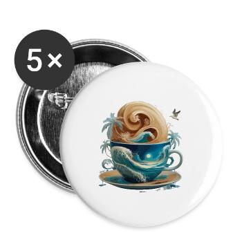 Tropical Beach Waves Kaffeetasse für eine - Buttons groß 56 mm (5er Pack) - Weiß - Vorne