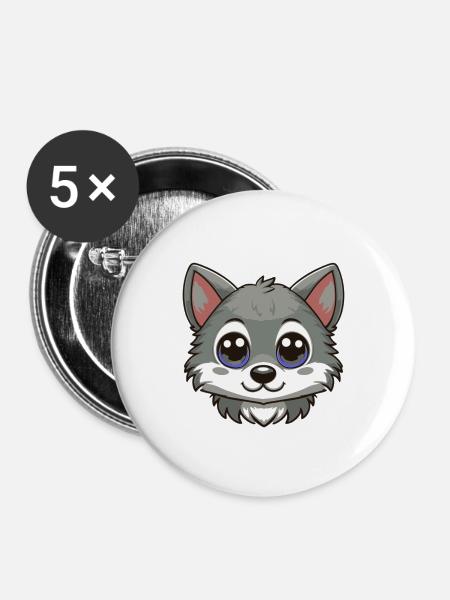 Wolfsbaby - Buttons groß 56 mm (5er Pack) - Weiß