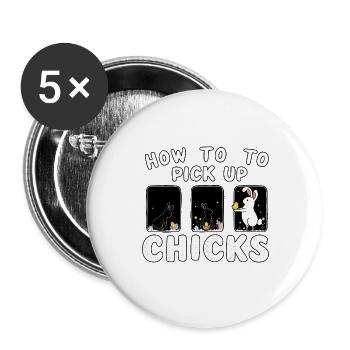 How to pick up Chicks - Buttons large 2.2''/56 mm (5-pack) - white - Front