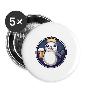 Seal Animal Beer - Buttons large 2.2''/56 mm (5-pack) - white - Front