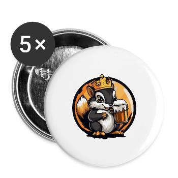 Squirrel Beer - Buttons large 2.2''/56 mm (5-pack) - white - Front