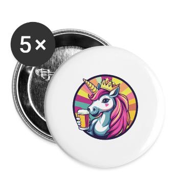 Unicorn Beer - Buttons large 2.2''/56 mm (5-pack) - white - Front