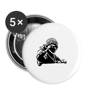 Steinschleuder Demonstrant - Buttons groß 56 mm (5er Pack) - Weiß - Vorne