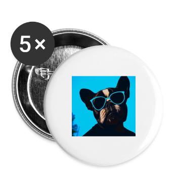 Funny dog with sunglasses Blue - Buttons large 2.2''/56 mm (5-pack) - white - Front
