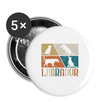 Labrador - Lot de 5 grands badges (56 mm) - blanc - Devant