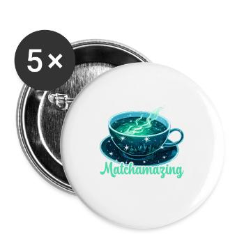 Matcha Tea Lovers Matcha Sayings Tea Time - Buttons large 2.2''/56 mm (5-pack) - white - Front