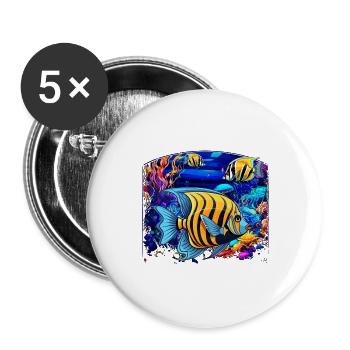 Angelfish - Buttons large 2.2''/56 mm (5-pack) - white - Front