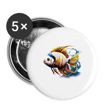 Angelfish - Buttons large 2.2''/56 mm (5-pack) - white - Front