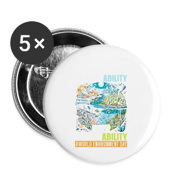 Tag Der Erde, Umweltschützer, Weltumwelttag - Buttons groß 56 mm (5er Pack) - Weiß - Vorne