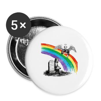 Fille papa Ange en deuil - Lot de 5 grands badges (56 mm) - blanc - Devant