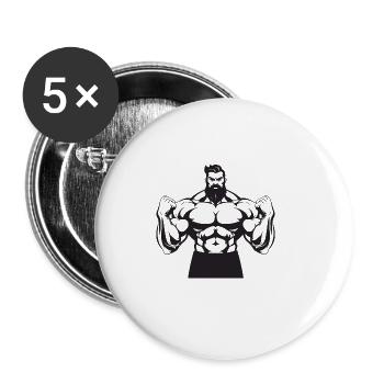 Bodybuilders Fitness Muscles Gym Bodybuilding - Buttons large 2.2''/56 mm (5-pack) - white - Front