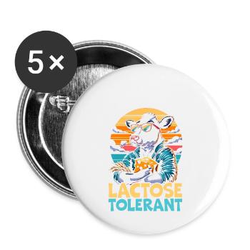 Lactose Tolerant Cheese Milk Milk Lover Cow - Buttons large 2.2''/56 mm (5-pack) - white - Front