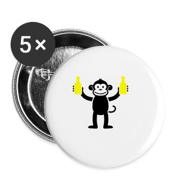 Affe Mit Bier Lustig Party - Buttons groß 56 mm (5er Pack) - Weiß - Vorne