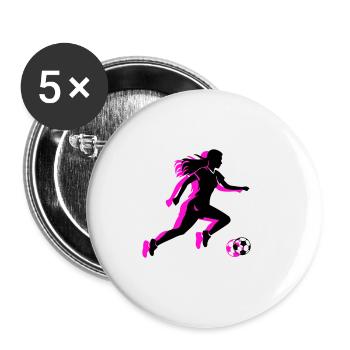 Fussballerin Symbol Fussball Spielerin Frau - Buttons groß 56 mm (5er Pack) - Weiß - Vorne