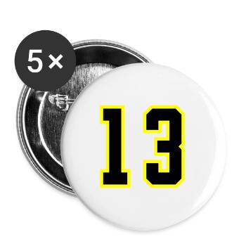 13 Zahl Trikot - Buttons groß 56 mm (5er Pack) - Weiß - Vorne