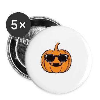 Pumpkin Halloween Autumn Cool - Buttons large 2.2''/56 mm (5-pack) - white - Front