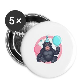 Gorille Anniversaire Bébé - Lot de 5 grands badges (56 mm) - blanc - Devant