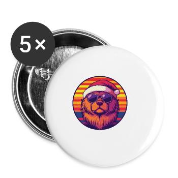 Chow Chow Chien Noël Cool - Lot de 5 grands badges (56 mm) - blanc - Devant