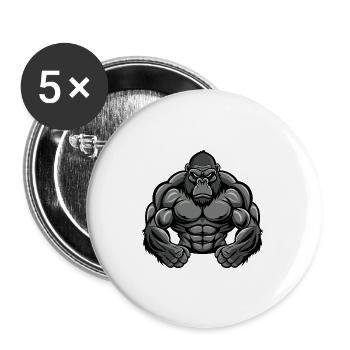 Muscles de gorille Fitness - Lot de 5 grands badges (56 mm) - blanc - Devant