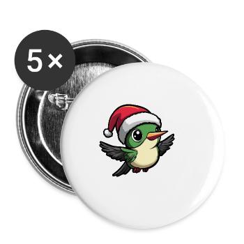 Hummingbird Bird Christmas Christmas - Buttons large 2.2''/56 mm (5-pack) - white - Front