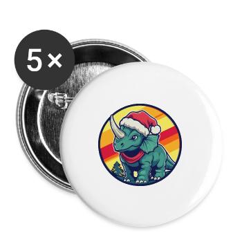 Dinosaure tricératops Noël Noël - Lot de 5 grands badges (56 mm) - blanc - Devant