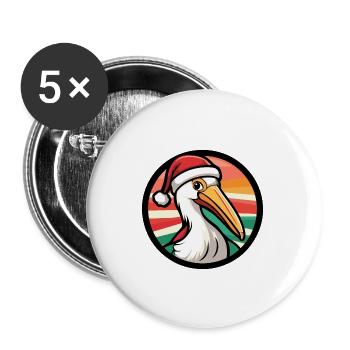 Pelikan Vogel Weihnachten X-Mas - Buttons groß 56 mm (5er Pack) - Weiß - Vorne