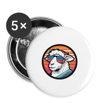 Schaf Comic Cool Sommer - Buttons groß 56 mm (5er Pack) - Weiß - Vorne