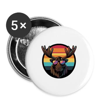 Elch Comic Cool Sommer - Buttons groß 56 mm (5er Pack) - Weiß - Vorne